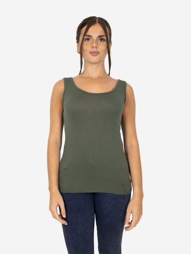 Slim Fit Women’s Tank Top with Wide Straps in Stretch Viscose