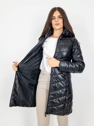 Piumino Lungo Al Ginocchio Donna Con Cappuccio Staccabile