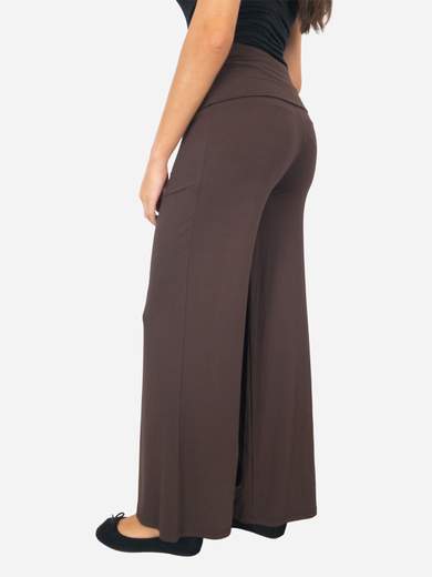 Pantaloni sportivi elasticizzati a palazzo in viscosa con fascia vita alta