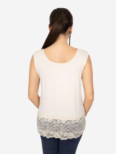 STRABELLO Canotta Donna Spalla Larga con Bordo in Pizzo Oversize CAN-06