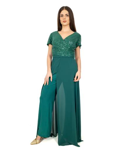 Bianca Brandi Curvy Tuta da cerimonia elegante curvy in chiffon e paillettes