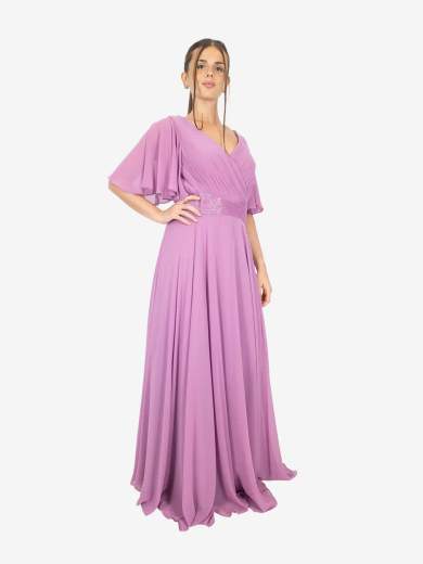 Bianca Brandi Curvy Abito Cerimonia Curvy con Maniche Ampie e Scollo a V 29408M