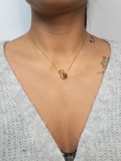 Strabello Bijoux Collana Doppio Cerchio Intrecciato con Zirconi 87703-0