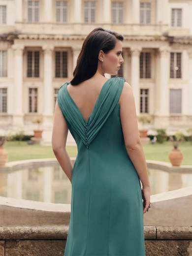 Abito lungo curvy da cerimonia con stola e scollo a V