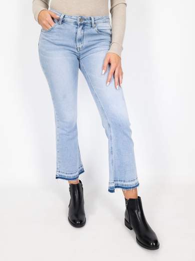 Jeans Cropped Flare Donna Zampa Elasticizzati Slim Fit