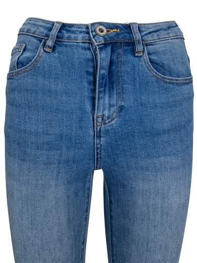 Fringed Cropped Flare Stretch Jeans 3D-1356
