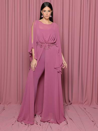 Bianca Brandi Curvy Tuta elegante da cerimonia curvy con maniche svolazzanti e stola 29447M