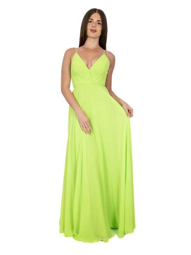 Abito lungo cerimonia elegante stile impero con scollo a V