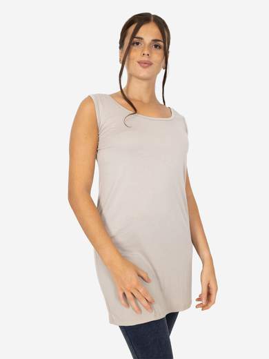 STRABELLO Women's long curvy tank top in stretch viscose – Basic model CAN-08