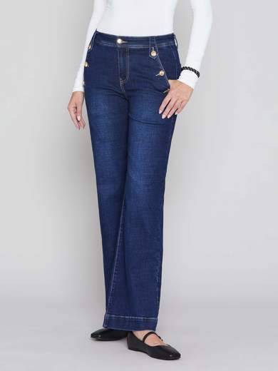 Emanuela Costa Jeans Larghi Sul Fondo E Lunghi Donna Vita Alta Elasticizzati