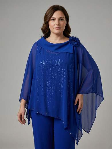 Completo Tre Pezzi Curvy Cerimonia Chiffon e Paillettes YSV180