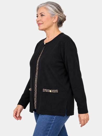 Oversized Viscose Top with Lurex Detail and Jeweled Faux Pockets