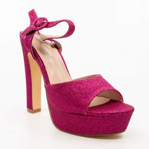 CHIARA FOSCARI Sandali Fucsia Eleganti Glitterati  Con Tacco Alto E Plateau AHH-136-FUCSIA