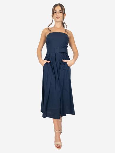 Women's cotton summer dress with belt – Strapless
