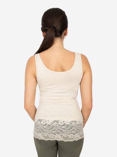 Canotta Donna Slim Fit con Pizzo in Fondo – Modello Corto Elasticizzato