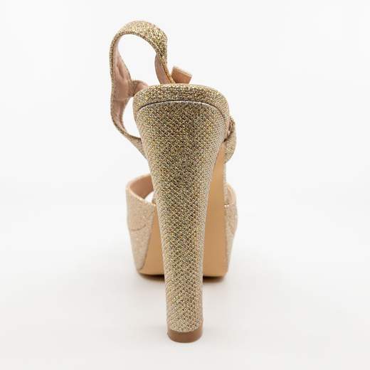Chiara Foscari Sandali Beige Eleganti Cerimonia Glitterati Tacco Largo E Plateau AHH-136-BEIGE