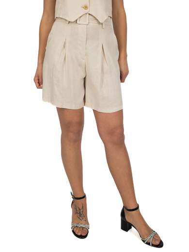 Pantaloncini Donna Shorts Corti In Lino E Viscosa Morbidi