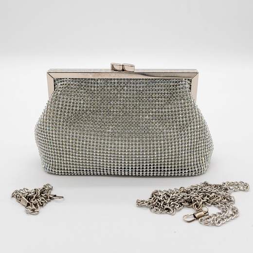 MICHELLE MOON Pochette da Cerimonia in Argento con Strass e Tracolle V6056-ARGENTO