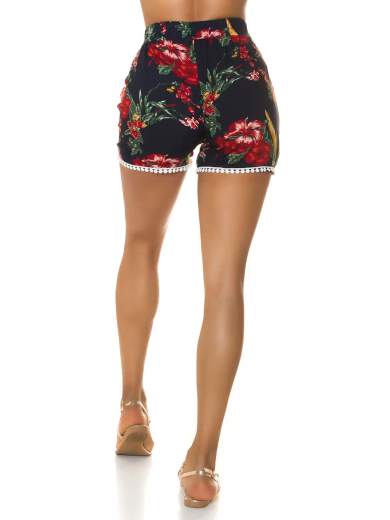 KOUCLA Pantaloncini estivi a vita alta con stampa floreale e bordo in pizzo 0000KH55-A