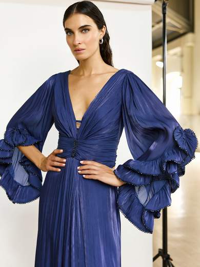 Abito Lungo Cerimonia Chiffon e Perline 5261