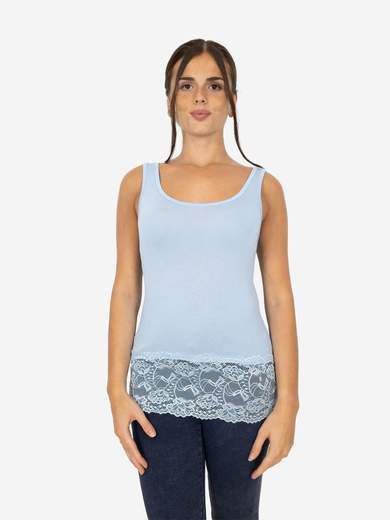 Canotta Donna Slim Fit con Pizzo in Fondo – Modello Corto Elasticizzato
