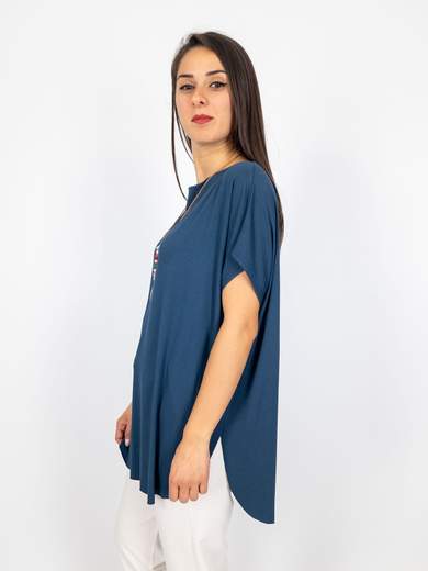 BLUE JOINT T-shirt Donna In Viscosa Basic Oversize Mezze Maniche