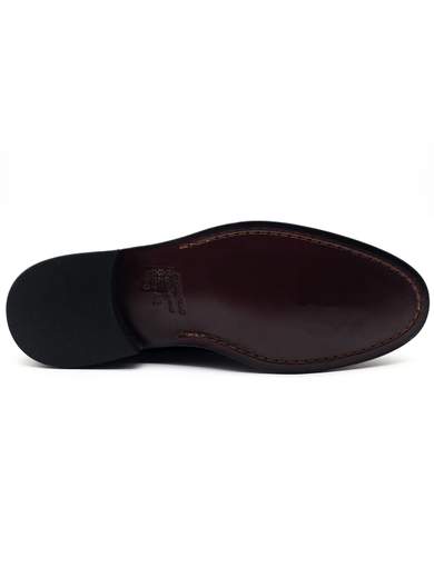 Men's Black Leather Derby Shoes with Leather Sole