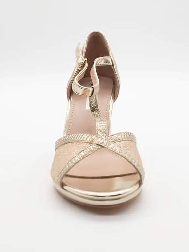 Women's Gold Ceremony Sandal with Lurex and 8 cm Hourglass Heel