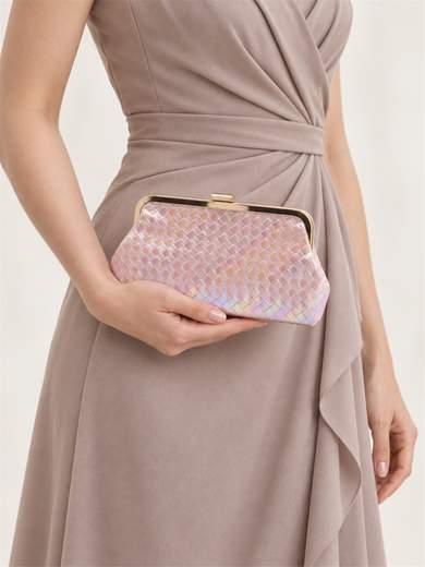 Elegant Pink Ceremony Clutch Bag with Double Chain