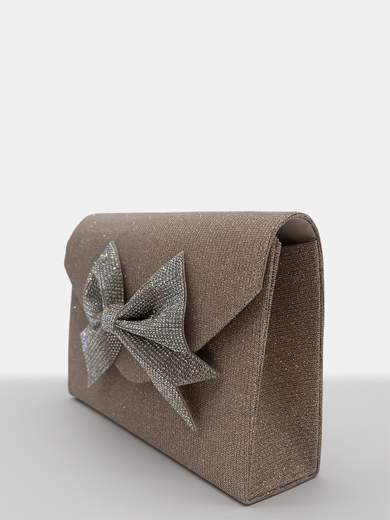 Champagne Glitter Ceremony Clutch Bag with Rhinestone Bow HL3499-champagne