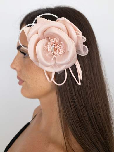 B.M. RICAMI Spilla elegante fiore con strass in mikado e organza Accessorio donna per matrimonio ed eventi SPF00