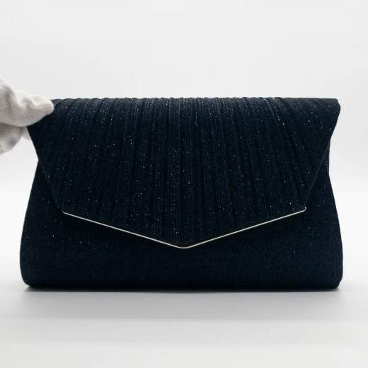 MICHELLE MOON Pochette da cerimonia blu con chiusura a calamita e tracolla a catenella KX1022-BLU