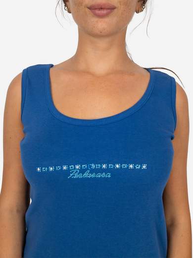 PERLARARA Canotta donna cotone con strass Perlarara Made in Italy C73