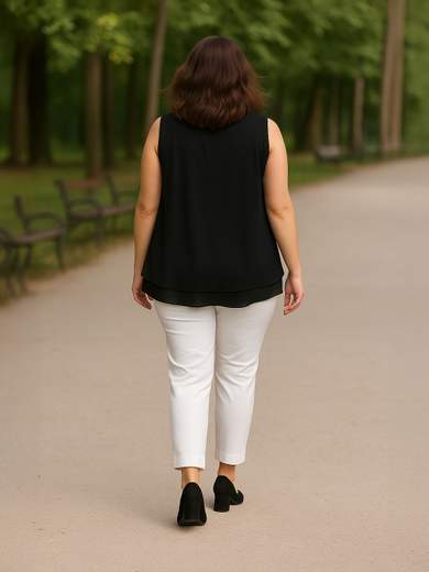 Curvy Girl Blusa curvy smanicata in georgette – Taglie 48-52 T5915T5