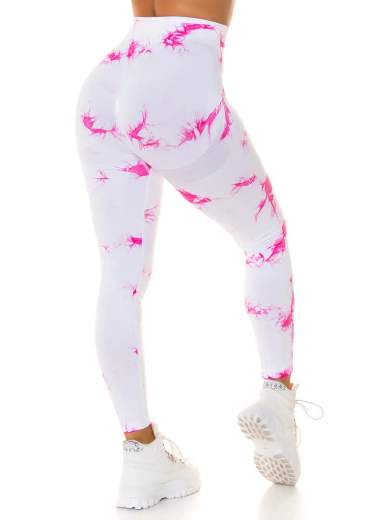 Leggings Sexy in Batik a Vita Alta con Cucitura Arricciata