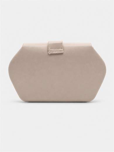 Elegant Beige Ceremony Clutch Bag with Jewel Buckle