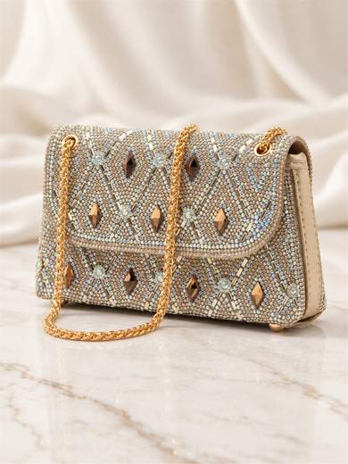 MICHELLE MOON Borsetta Scintillante Strass e Pietre Cerimonia mnk2709-oro