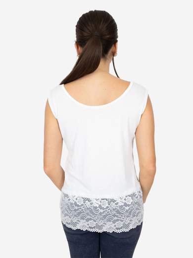 STRABELLO Canotta Donna Spalla Larga con Bordo in Pizzo Oversize CAN-06