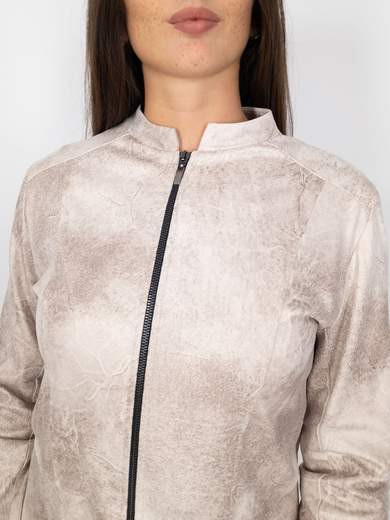 Giacca Ecopelle Donna Corta Con Zip E Maniche Lunghe