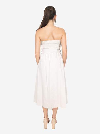 Women's cotton summer dress with belt – Strapless