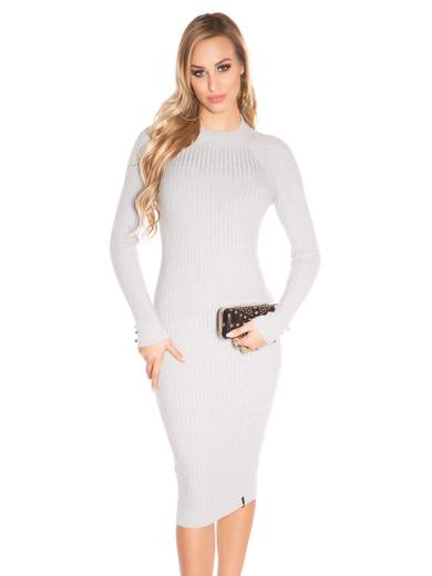 KOUCLA Abito in Maglia Lungo Midi con Schiena Scoperta Sexy