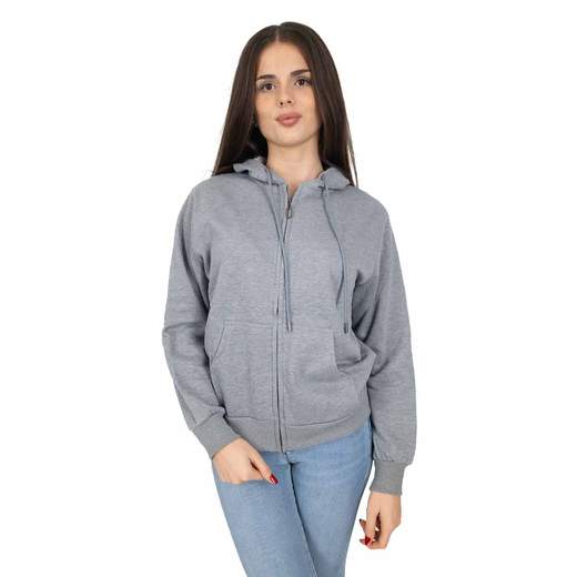 Felpa Donna con Zip Oversize e Cappuccio Tasche Frontali