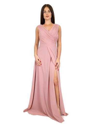 Vestito cerimonia lungo stile impero con spacco taglie curvy