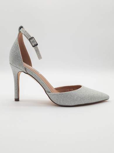 CHIARA FOSCARI Décolleté argento glitterate con tacco sottile 9 cm e cinturino – Chiara Foscari A30-106-ARGENTO