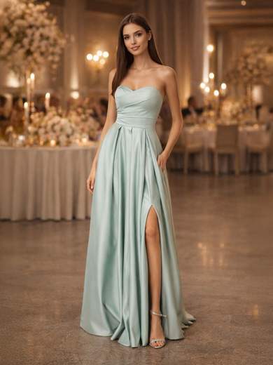 STRABELLO CERIMONIA Abito Lungo da Cerimonia con Scollo a Cuore e Laccetti Posteriori 9417HC