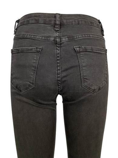 Women's Stretch Crop Flare Jeans with Asymmetric Hem 3D-6826