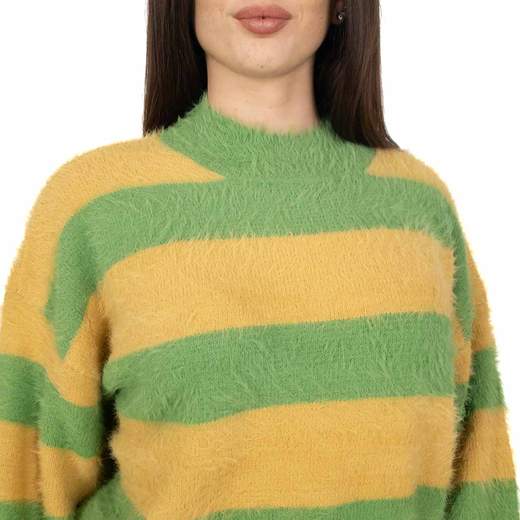 STRABELLO Pullover Donna Morbido a Righe Lupetto Peloso Inverno