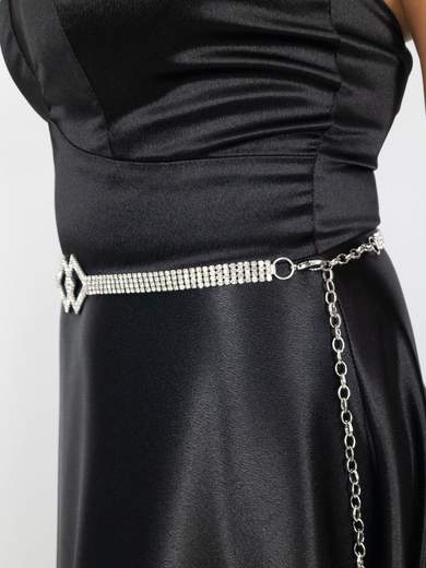 Cintura Gioiello Elegante con Strass Rombi e Catenella Regolabile