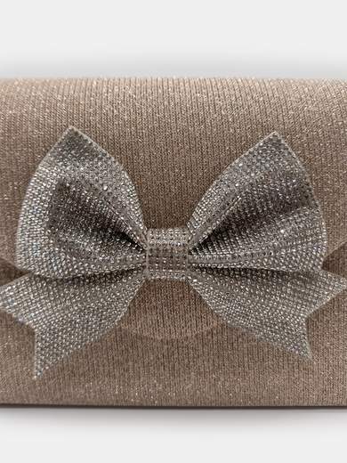 Champagne Glitter Ceremony Clutch Bag with Rhinestone Bow HL3499-champagne