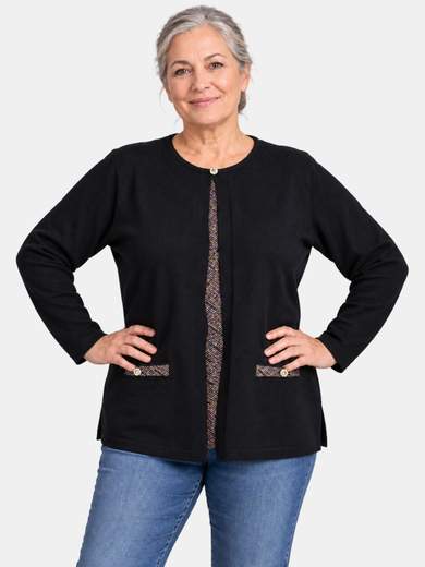 Oversized Viscose Top with Lurex Detail and Jeweled Faux Pockets